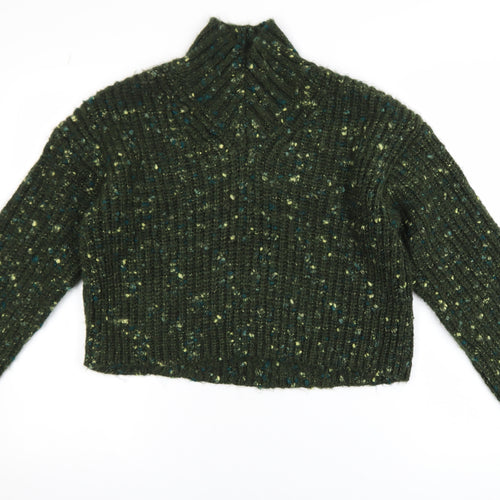 Next Womens Green Chunky Mock Neck Long Sleeve Pullover Jumper XS