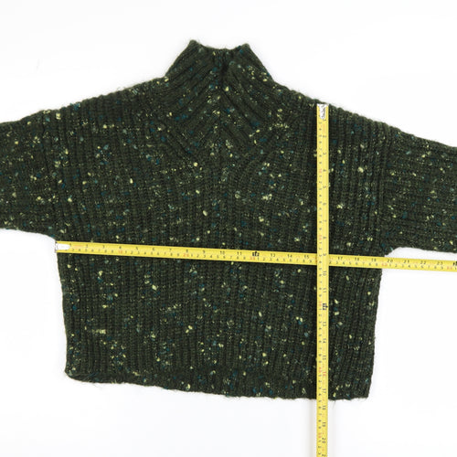 Next Womens Green Chunky Mock Neck Long Sleeve Pullover Jumper XS