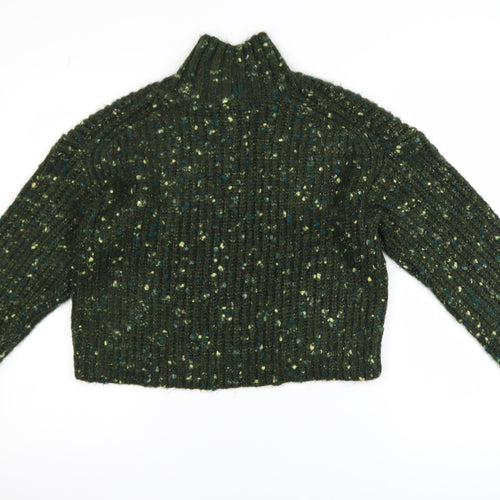 Next Womens Green Chunky Mock Neck Long Sleeve Pullover Jumper XS