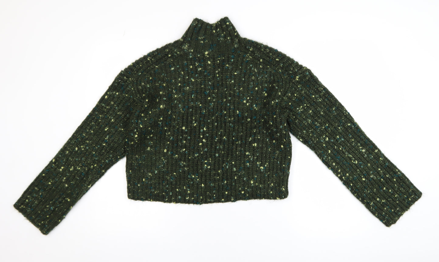 Next Womens Green Chunky Mock Neck Long Sleeve Pullover Jumper XS