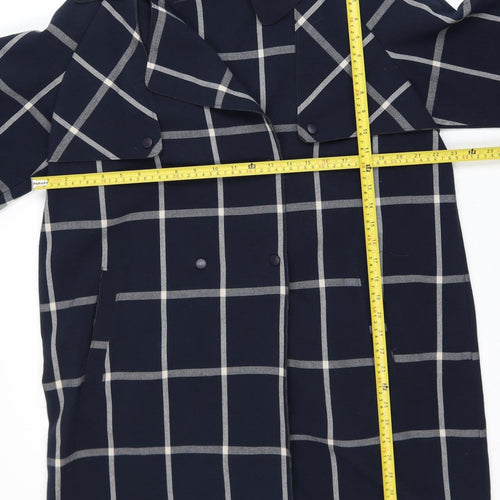 Marks and Spencer Women's Blue Check Overcoat Size 18