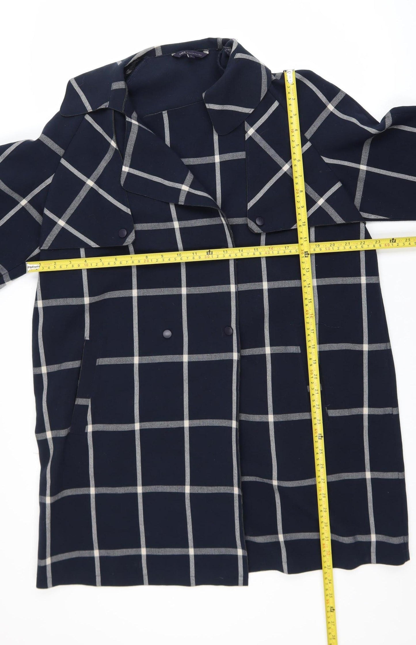Marks and Spencer Women's Blue Check Overcoat Size 18