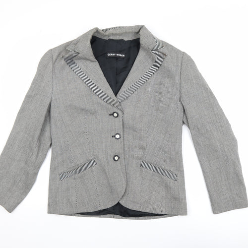 Gerry Weber Women's Grey Herringbone Blazer Size 14 Single-Breasted