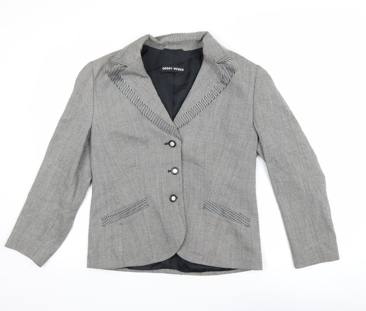 Gerry Weber Women's Grey Herringbone Blazer Size 14 Single-Breasted
