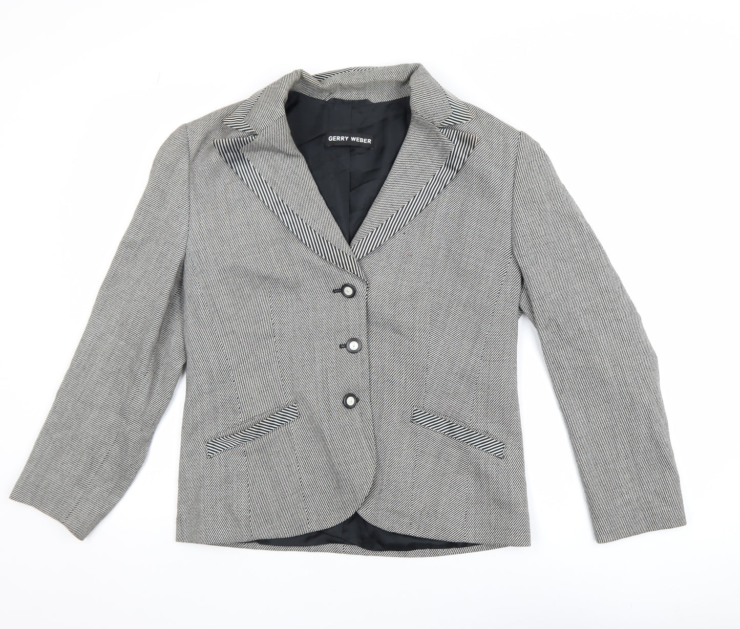Gerry Weber Women's Grey Herringbone Blazer Size 14 Single-Breasted