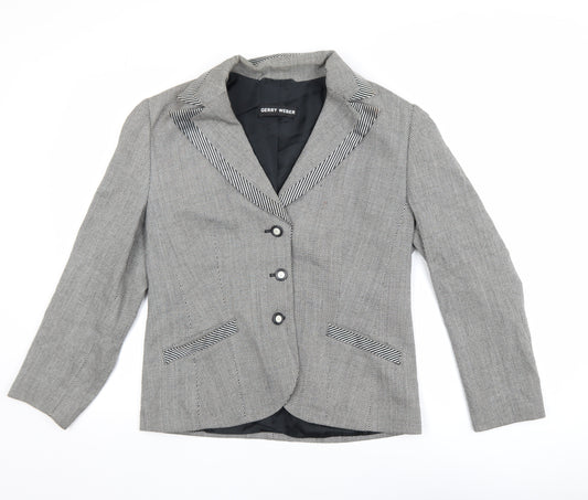 Gerry Weber Women's Grey Herringbone Blazer Size 14 Single-Breasted