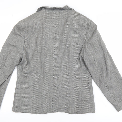 Gerry Weber Women's Grey Herringbone Blazer Size 14 Single-Breasted
