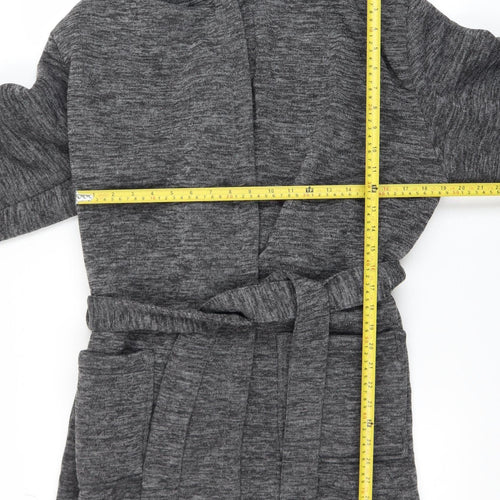 Next Men's Grey Hooded Robe Belted Polyester Medium