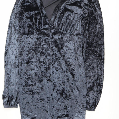ASOS Women’s Grey Velvet Bodycon Dress Size 12 Long Sleeve Party