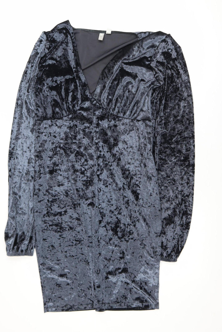 ASOS Women’s Grey Velvet Bodycon Dress Size 12 Long Sleeve Party