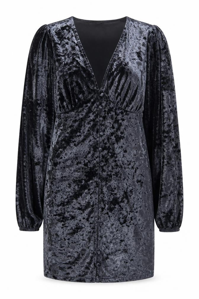 ASOS Women’s Grey Velvet Bodycon Dress Size 12 Long Sleeve Party