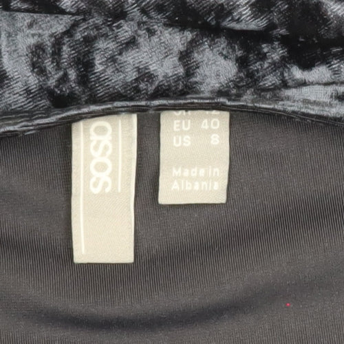 ASOS Women’s Grey Velvet Bodycon Dress Size 12 Long Sleeve Party
