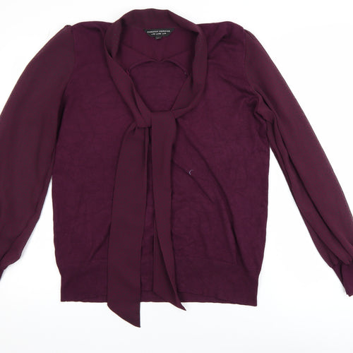 Dorothy Perkins Women's Purple Tie Neck Long Sleeve Blouse Size 14