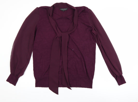 Dorothy Perkins Women's Purple Tie Neck Long Sleeve Blouse Size 14