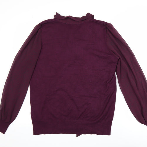 Dorothy Perkins Women's Purple Tie Neck Long Sleeve Blouse Size 14
