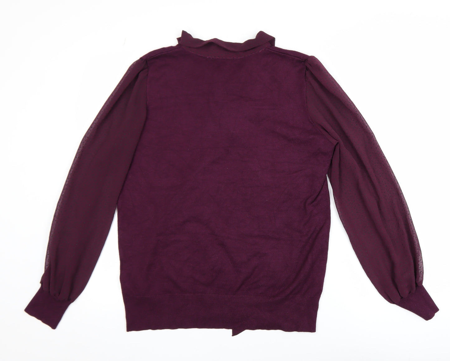 Dorothy Perkins Women's Purple Tie Neck Long Sleeve Blouse Size 14