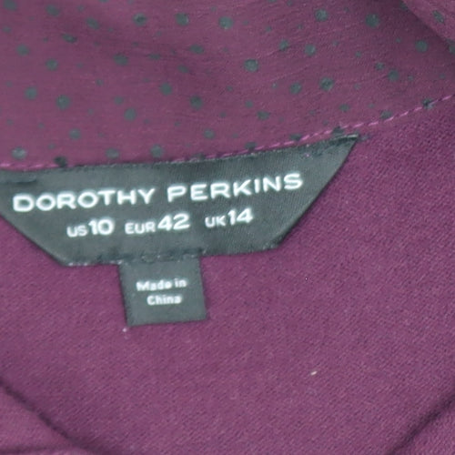 Dorothy Perkins Women's Purple Tie Neck Long Sleeve Blouse Size 14