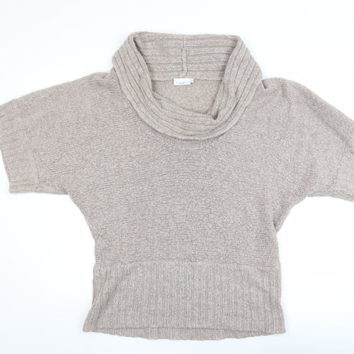 New Look Women’s Beige Cowl Neck Short Sleeve Chunky Knit Jumper Size 18