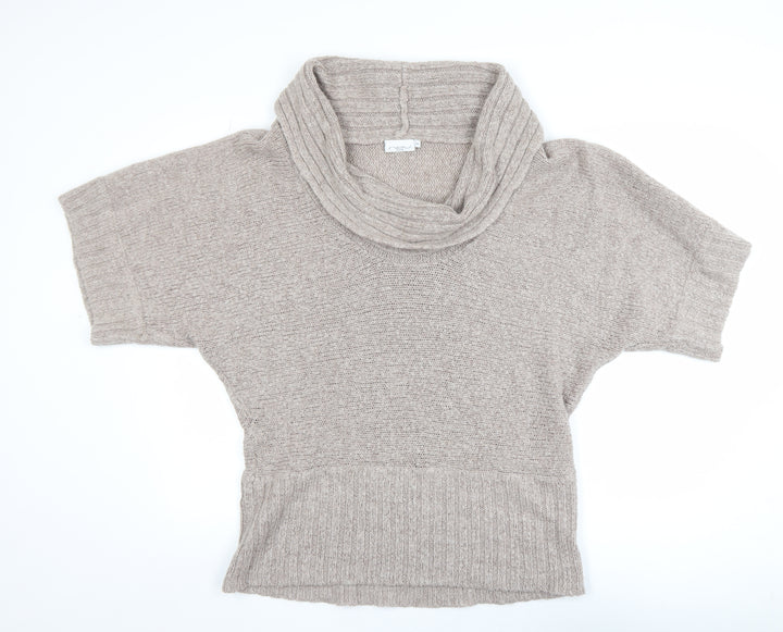 New Look Women’s Beige Cowl Neck Short Sleeve Chunky Knit Jumper Size 18