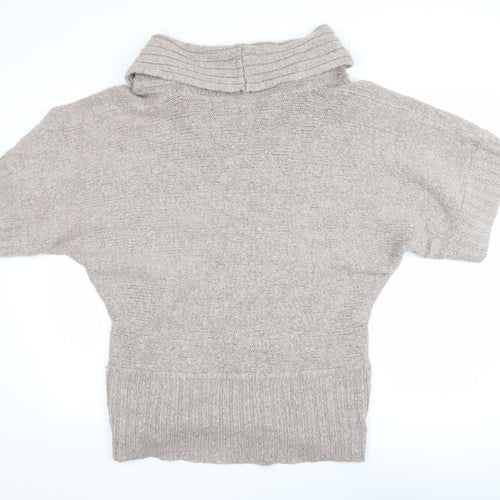 New Look Women’s Beige Cowl Neck Short Sleeve Chunky Knit Jumper Size 18