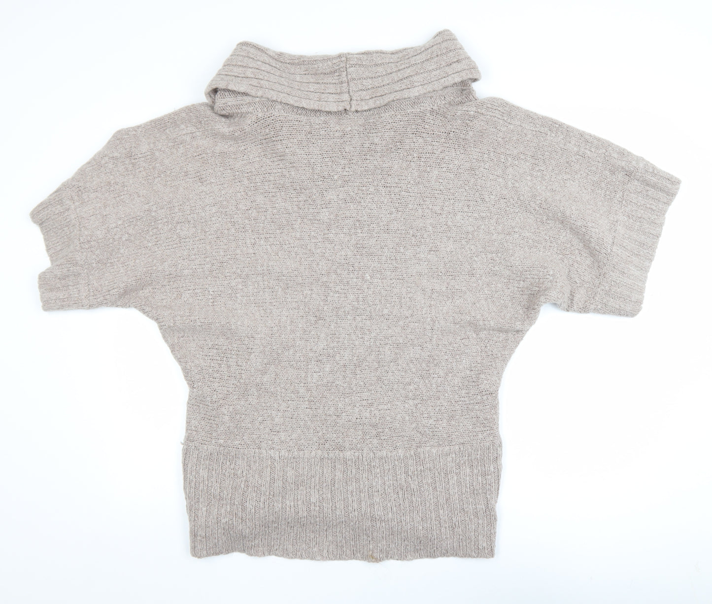 New Look Women’s Beige Cowl Neck Short Sleeve Chunky Knit Jumper Size 18