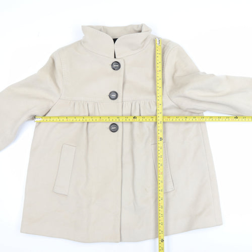 Zara Women Beige Wool Blend Mid-Length Coat Size 8
