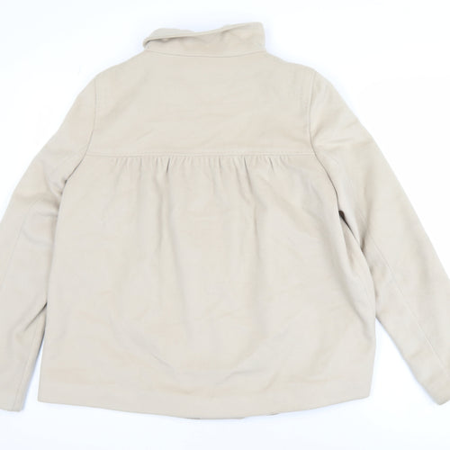 Zara Women Beige Wool Blend Mid-Length Coat Size 8