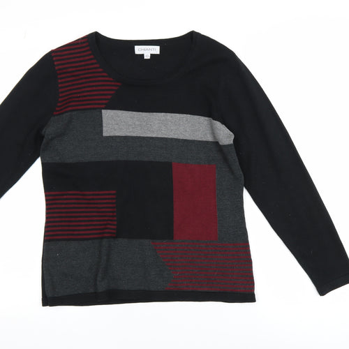 Chianti Men’s Black Geometric Knit Pullover Jumper Size S