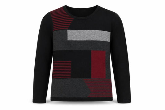 Front view of Chianti Men’s Black Geometric Knit jumper, size S