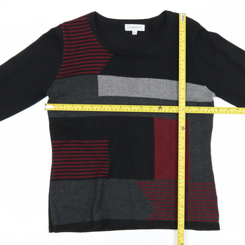 Chianti Men’s Black Geometric Knit Pullover Jumper Size S