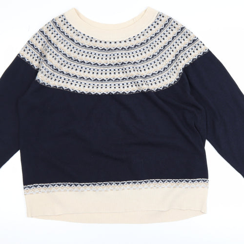 Next Womens Blue Fair Isle Knit Jumper L Long Sleeve Acrylic