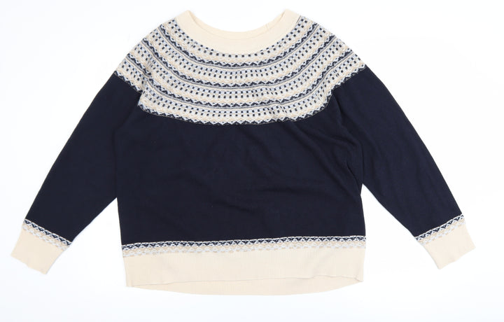 Next Womens Blue Fair Isle Knit Jumper L Long Sleeve Acrylic