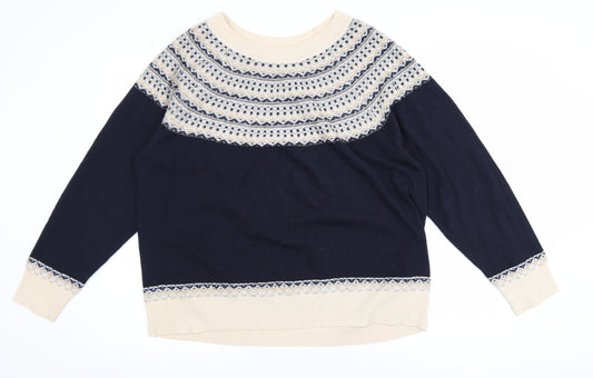 Next Womens Blue Fair Isle Knit Jumper L Long Sleeve Acrylic