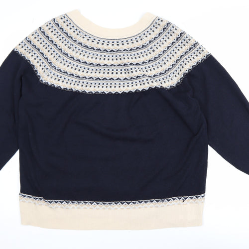 Next Womens Blue Fair Isle Knit Jumper L Long Sleeve Acrylic