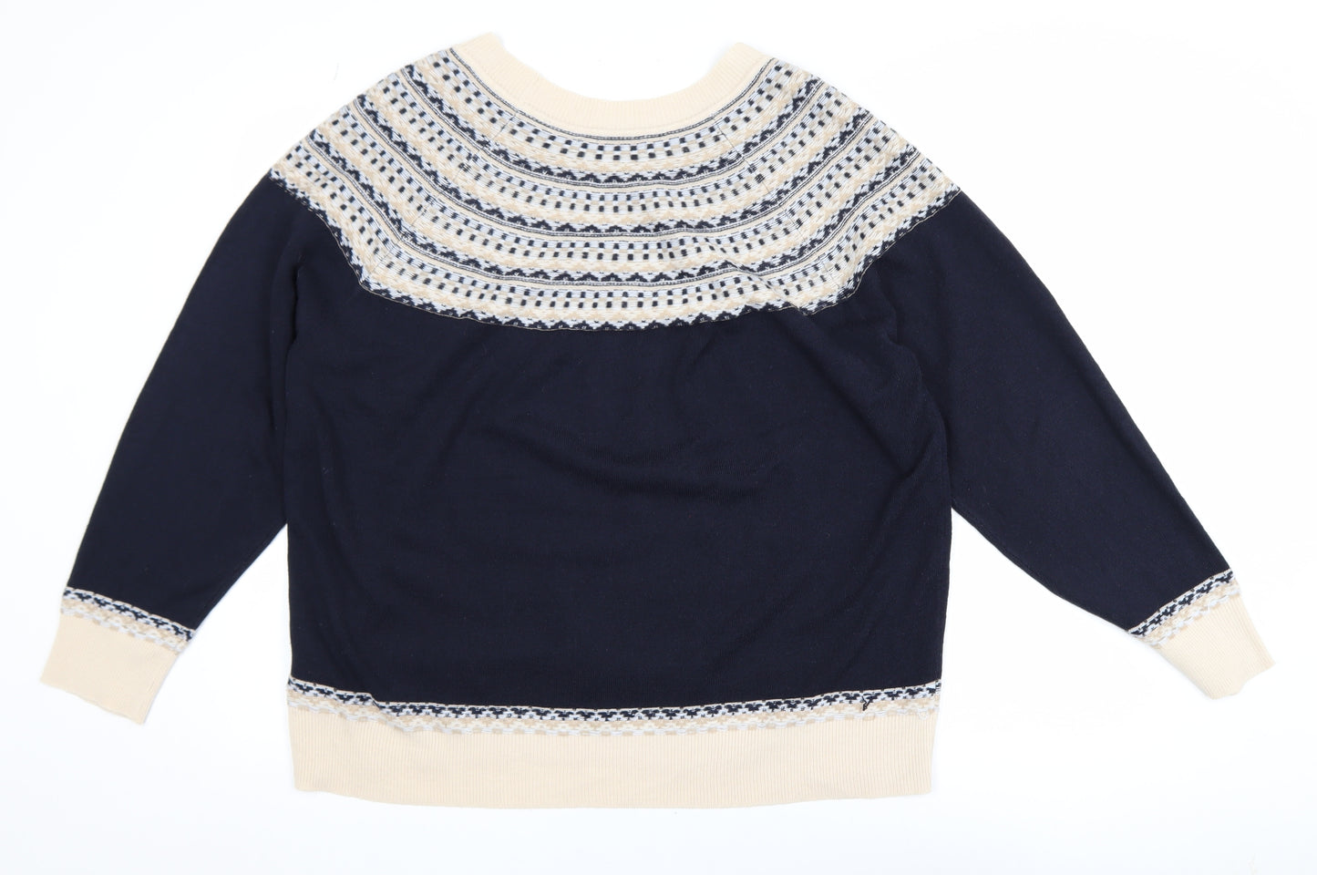 Next Womens Blue Fair Isle Knit Jumper L Long Sleeve Acrylic