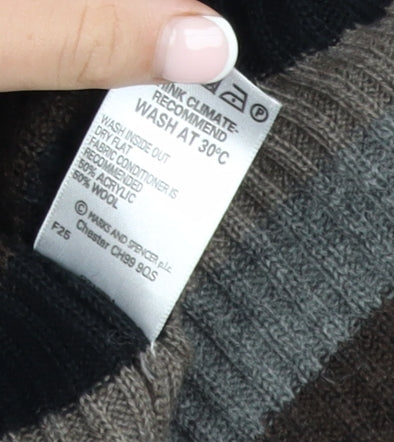Marks and Spencer Women’s Brown Stripe Ruffle Knit Cardigan UK 12