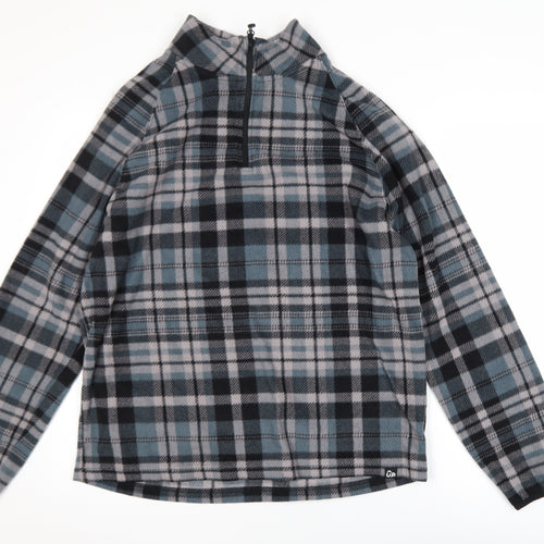 Outdoor Products Men's Grey Plaid 1/4 Zip Fleece Sweatshirt XL