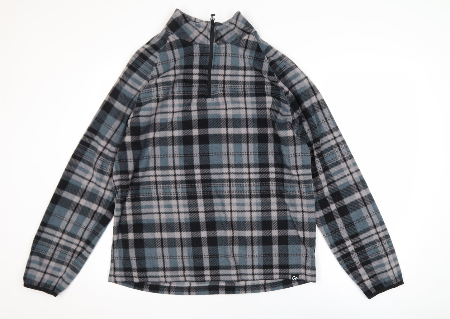 Outdoor Products Men's Grey Plaid 1/4 Zip Fleece Sweatshirt XL