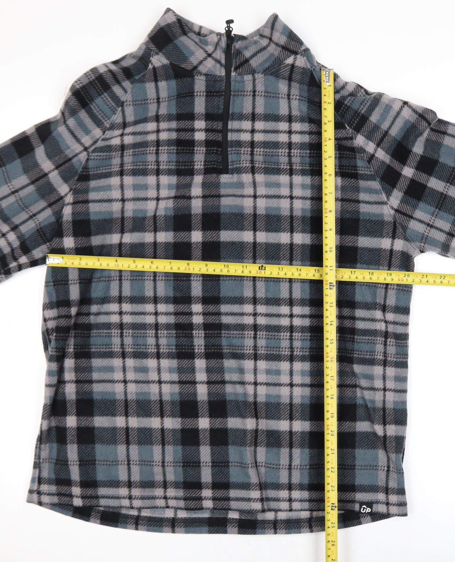 Outdoor Products Men's Grey Plaid 1/4 Zip Fleece Sweatshirt XL