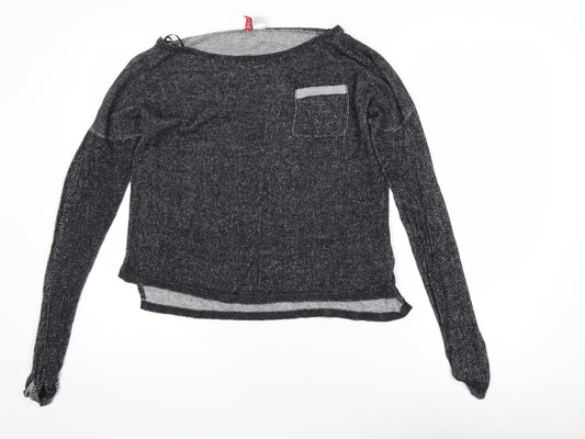 H&M Divided Women's Black Knit Cropped Long Sleeve Top Size 12