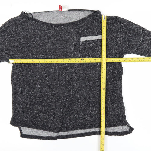 H&M Divided Women's Black Knit Cropped Long Sleeve Top Size 12