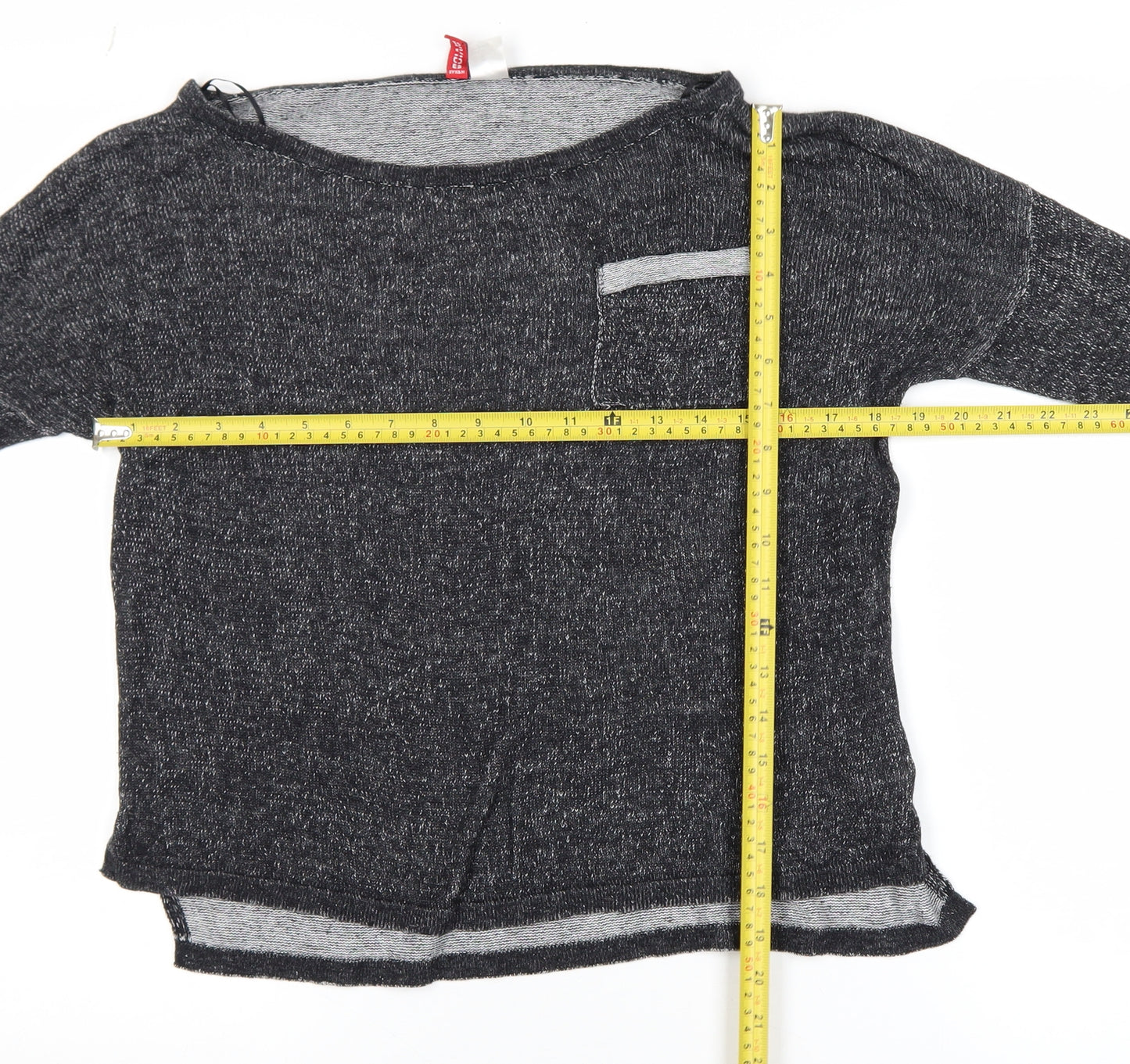 H&M Divided Women's Black Knit Cropped Long Sleeve Top Size 12