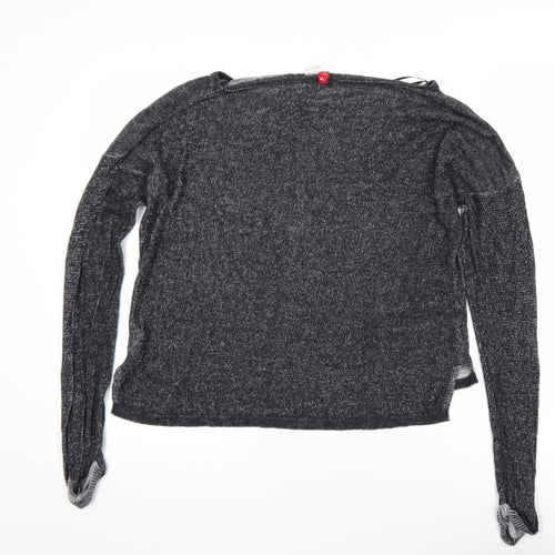 H&M Divided Women's Black Knit Cropped Long Sleeve Top Size 12