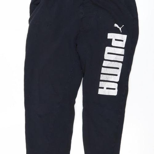 Puma Men Black Jogger Trousers S Elastic Waist Logo Sweatpants