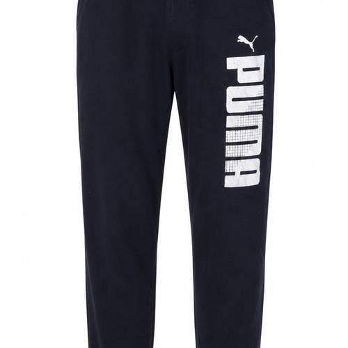 Puma Men Black Jogger Trousers S Elastic Waist Logo Sweatpants