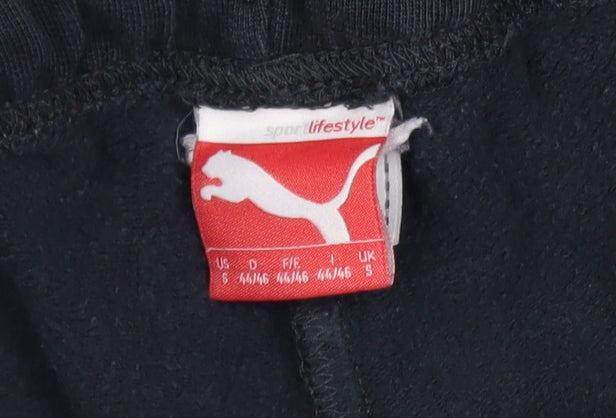 Puma Men Black Jogger Trousers S Elastic Waist Logo Sweatpants