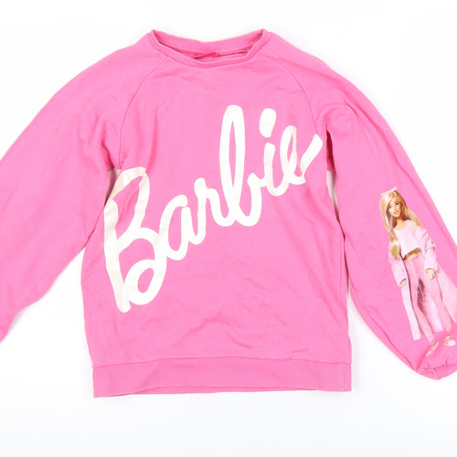 Barbie Girls Pink Crew Neck Cotton Pullover Sweatshirt Size 10 Years