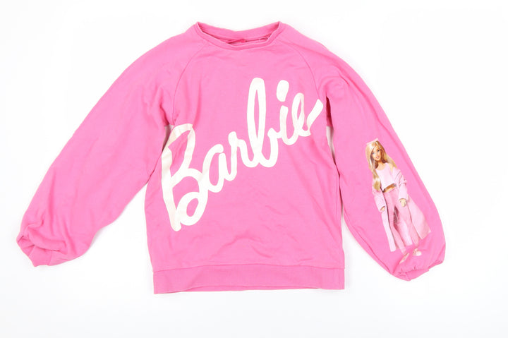 Barbie Girls Pink Crew Neck Cotton Pullover Sweatshirt Size 10 Years