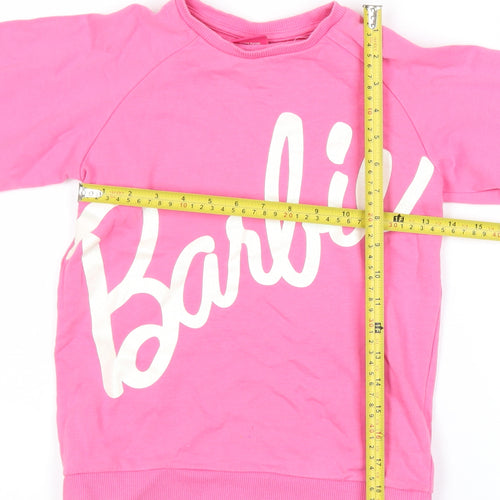 Barbie Girls Pink Crew Neck Cotton Pullover Sweatshirt Size 10 Years