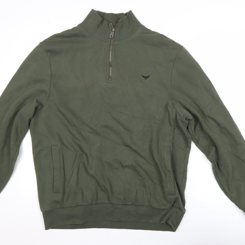 Threadbare Men's Green 1/4 Zip Mock Neck Sweatshirt Size L